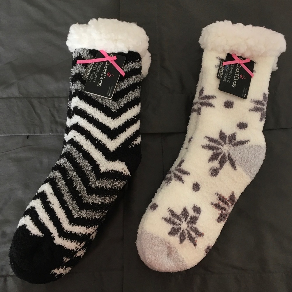 Cuddl Duds Sherpa Lined Cabin Socks Set of 2, NWT